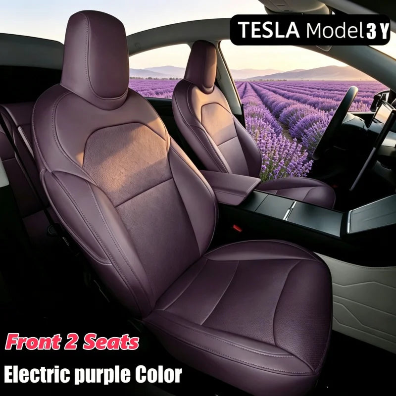 Full-Wrap Seat Covers for Tesla Model Y Juniper and Model 3 Highland 2024-2026, Front or Rear Half Set with Armrest Cover