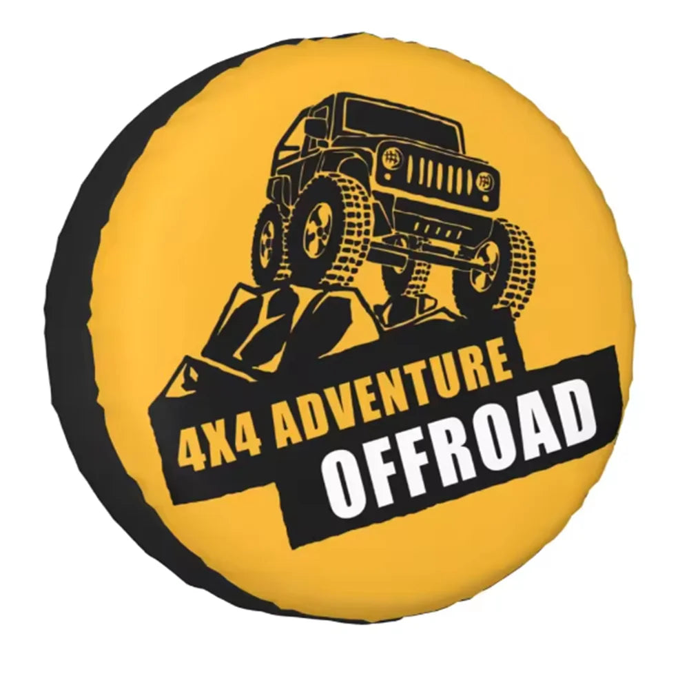 Spare Tire Cover for Jeep Wrangler, 4x4 Mountain PU Leather, No Camera Hole, 14 to 18 in, 20 Lettered Designs