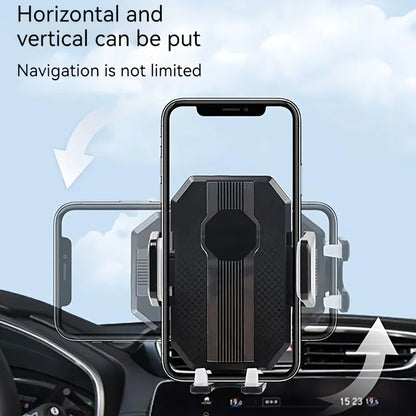 Phone mount holding a phone in landscape or portrait