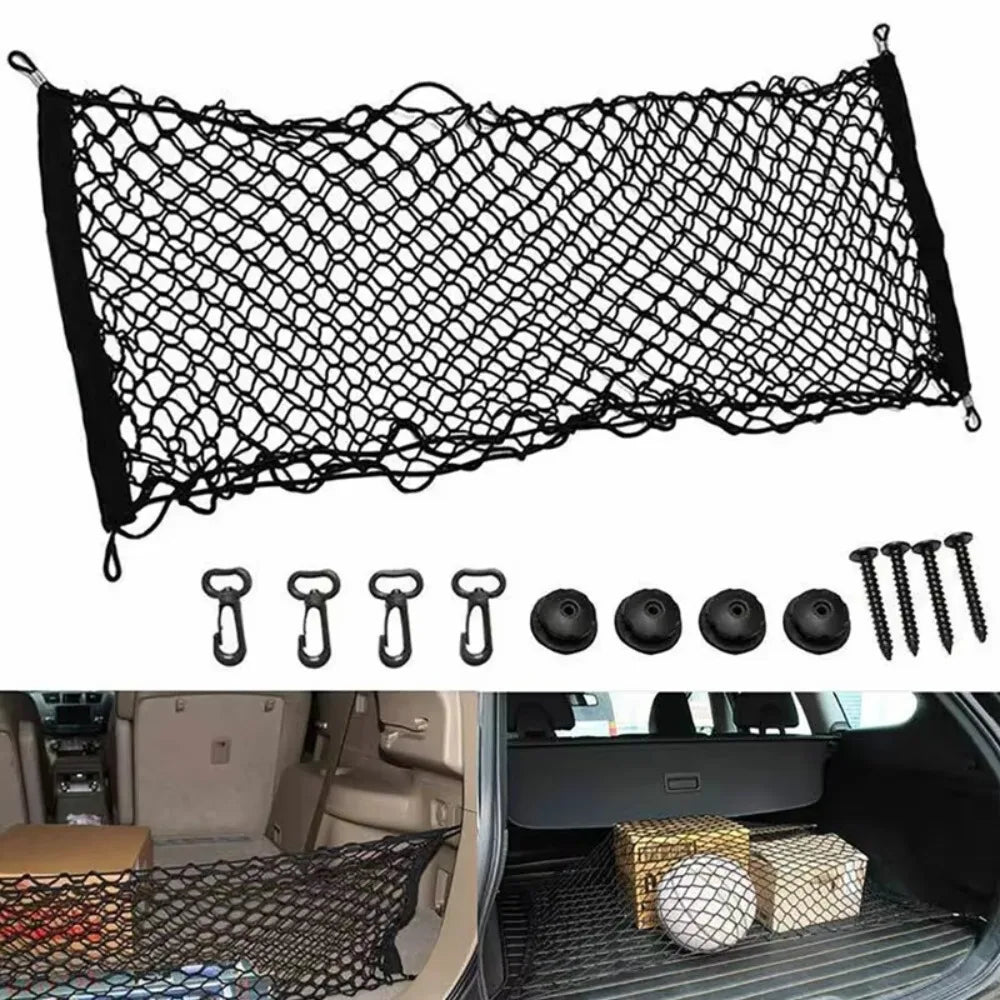 Cargo net with mounting hooks and screws