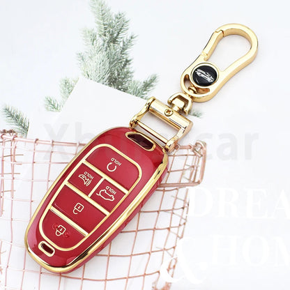 Key Fob Cover for Hyundai 5-Button Keys, Soft TPU Case with Embossed Button Icons for Tucson (NX4), Santa Fe and Nexo, Cover or Set