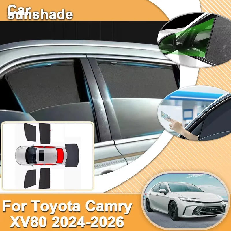 Magnetic Window Sun Shades for Toyota Camry 2025-2026 (XV80), Organza Fabric Windshield and Side Window Shades, 1 to 5 Pieces