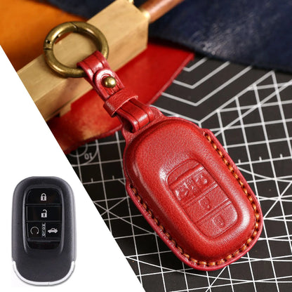 Key Fob Cover for Honda Civic 11th Gen Smart Keys, Stitched Leather Key Case with Buckle, 3 or 4-Button, 4 Colors