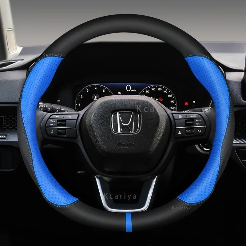 Steering Wheel Cover for Honda Civic 2022-2024, Slip-On PU Leather for Round 14.6-15 in (37-38 cm) Wheels, 5 Colors