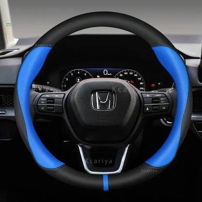Steering Wheel Cover for Honda Civic 2022-2024, Slip-On PU Leather for Round 14.6-15 in (37-38 cm) Wheels, 5 Colors