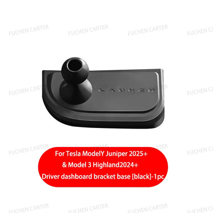 Round Magnetic Phone Mount for Tesla Model Y Juniper 2025 and Model 3 Highland 2024-2025, Snap-On ABS Holder, Rotates 360 Degrees