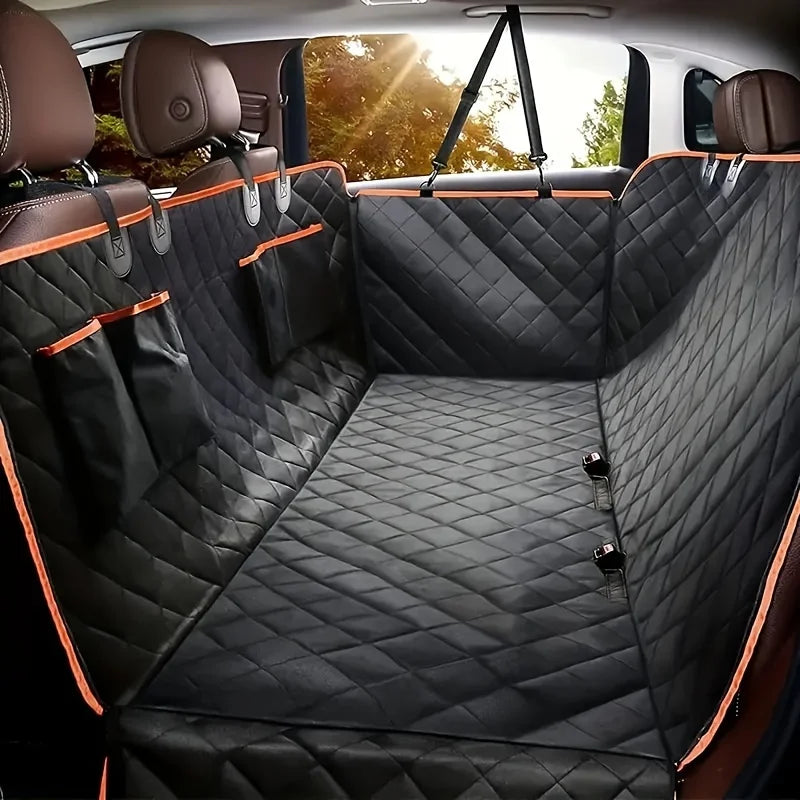 Waterproof Dog Hammock Back Seat Cover with Side Flaps, Scratch Resistant Quilted Pet Seat Protector for Cars and SUVs