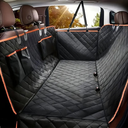 Waterproof Dog Hammock Back Seat Cover with Side Flaps, Scratch Resistant Quilted Pet Seat Protector for Cars and SUVs