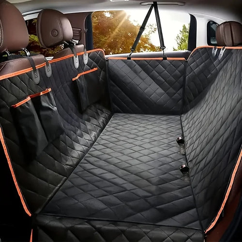 Waterproof Dog Hammock Back Seat Cover with Side Flaps, Scratch Resistant Quilted Pet Seat Protector for Cars and SUVs
