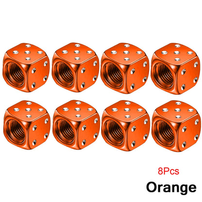 Dice Tire Valve Stem Caps, Dustproof Valve Covers for Cars, Trucks, Motorcycles and Bikes, 4 or 8 Pack, 11 Colors