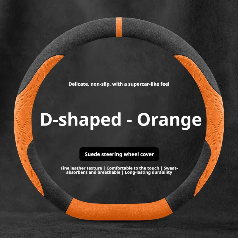 Steering Wheel Cover for Honda Civic, CR-V, Accord, Pilot and Passport, Two-Tone Suede, 15 in (37-38 cm), O or D Shape, 9 Colors
