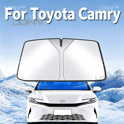 Foldable Windshield Sun Shade for Toyota Camry 2025-2027, Silver Front Window Shade with Anti-UV Heat Insulation