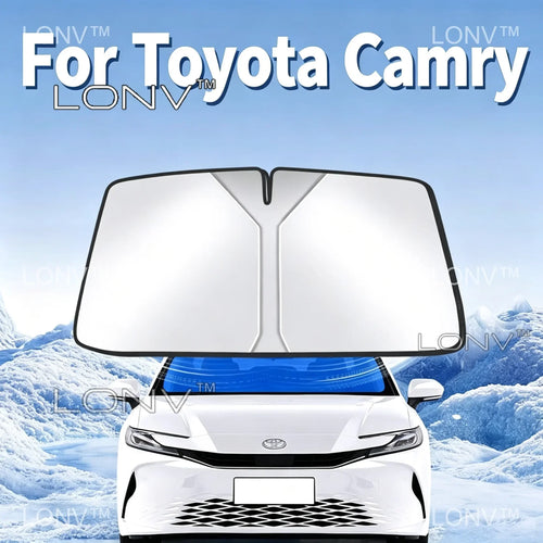 Foldable Windshield Sun Shade for Toyota Camry 2025-2027, Silver Front Window Shade with Anti-UV Heat Insulation