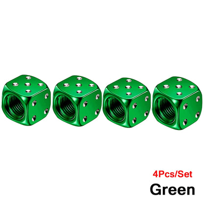Dice Tire Valve Stem Caps, Dustproof Valve Covers for Cars, Trucks, Motorcycles and Bikes, 4 or 8 Pack, 11 Colors