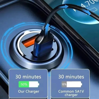 Mini Flush Fit Car Charger with Pull Ring, USB-C PD and QC Fast Charging, Rated 100W, for iPhone and Android Phones