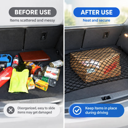 Trunk Cargo Net for Toyota RAV4 2019-2025, Single or Double Layer Elastic Nylon Mesh with Buckles for Trunk Anchor Points