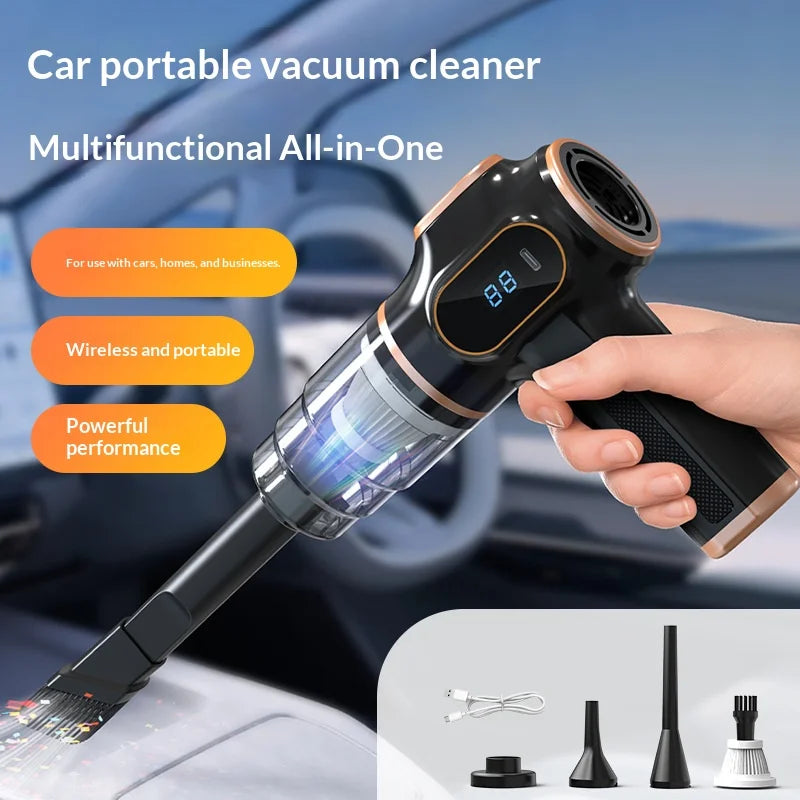 Wireless Handheld Car Vacuum, 3 in 1 Suction, Blowing and Air Extraction, Rechargeable USB-C, for Car Interiors and Home