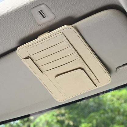 Multi-Pocket Car Visor Organizer — PU Leather Card & Glasses Storage