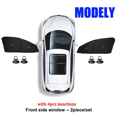 Privacy Window Shade Set for Tesla Model 3 and Model Y 2021-2026, Suction Cup Side Shades, Front and Rear Windshield Shades, 1 to 8 Pieces
