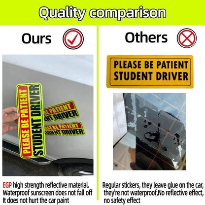 Student Driver Car Magnet, Reflective Bumper Sign for New Drivers, 10 x 3.5 Inch, Removable