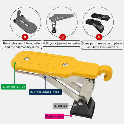Car Door Latch Step Board for Roof Access, Foldable Aluminum Alloy Foot Pedal Hooks onto U-Shaped Door Latch, 3 Styles