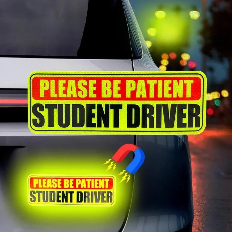 Student Driver Car Magnet, Reflective Bumper Sign for New Drivers, 10 x 3.5 Inch, Removable