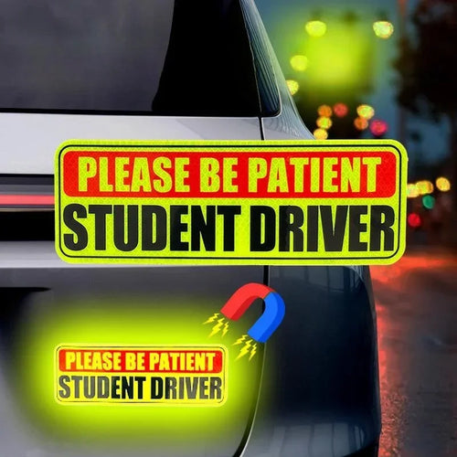 Student Driver Car Magnet, Reflective Bumper Sign for New Drivers, 10 x 3.5 Inch, Removable