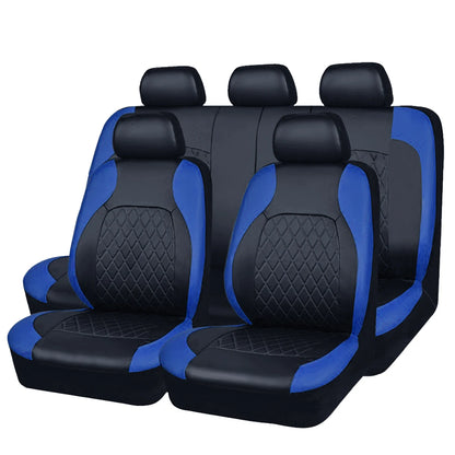 Quilted PU Leather Car Seat Covers, Front Pair or Full 5 Seat Set, Universal Fit for Cars, SUVs and Pickup Trucks, 4 Colors