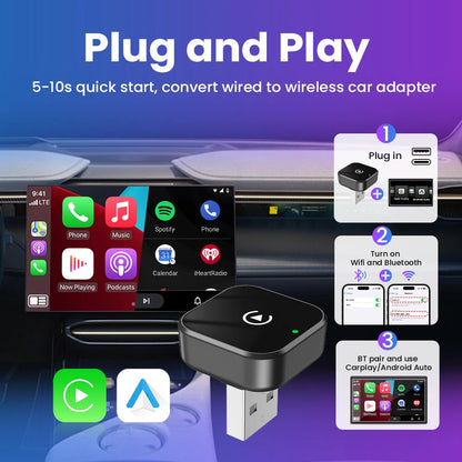 Plug and play: the adapter converts wired CarPlay to wireless in about 10 seconds