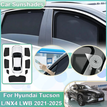 Mesh Sun Shades for Hyundai Tucson 2022-2025 (NX4), Windshield and Side Window Privacy Covers, Single Pieces to 7-Piece Set