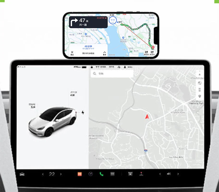 Foldaway Magnetic Phone Mount for Tesla Model 3 and Model Y, Aluminum Alloy Holder with 90-Degree Rotation, 15W Wireless Charging Option