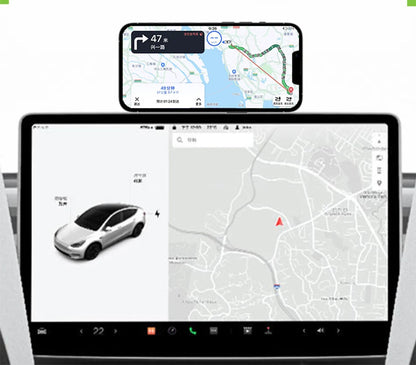 Foldaway Magnetic Phone Mount for Tesla Model 3 and Model Y, Aluminum Alloy Holder with 90-Degree Rotation, 15W Wireless Charging Option