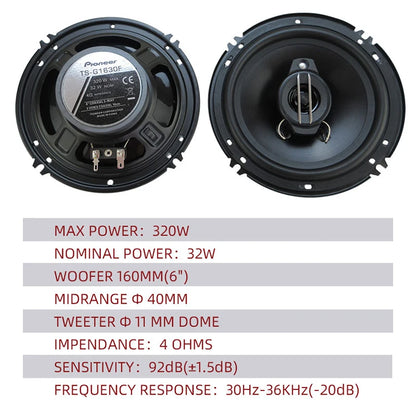 6 Inch 640W(2*320W) 3Way Universal Car Coaxial Auto Music Stereo Full Range Frequency Hifi Speakers Non-destructive Installation