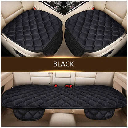 Plush Winter Car Seat Pads, Warm Non-Slip Cushions for Front and Rear Seats, Single Pad or 3 Piece Set, 4 Colors