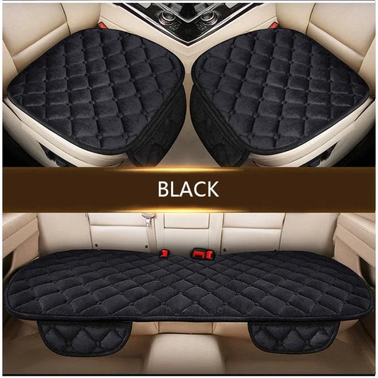 Plush Winter Car Seat Pads, Warm Non-Slip Cushions for Front and Rear Seats, Single Pad or 3 Piece Set, 4 Colors