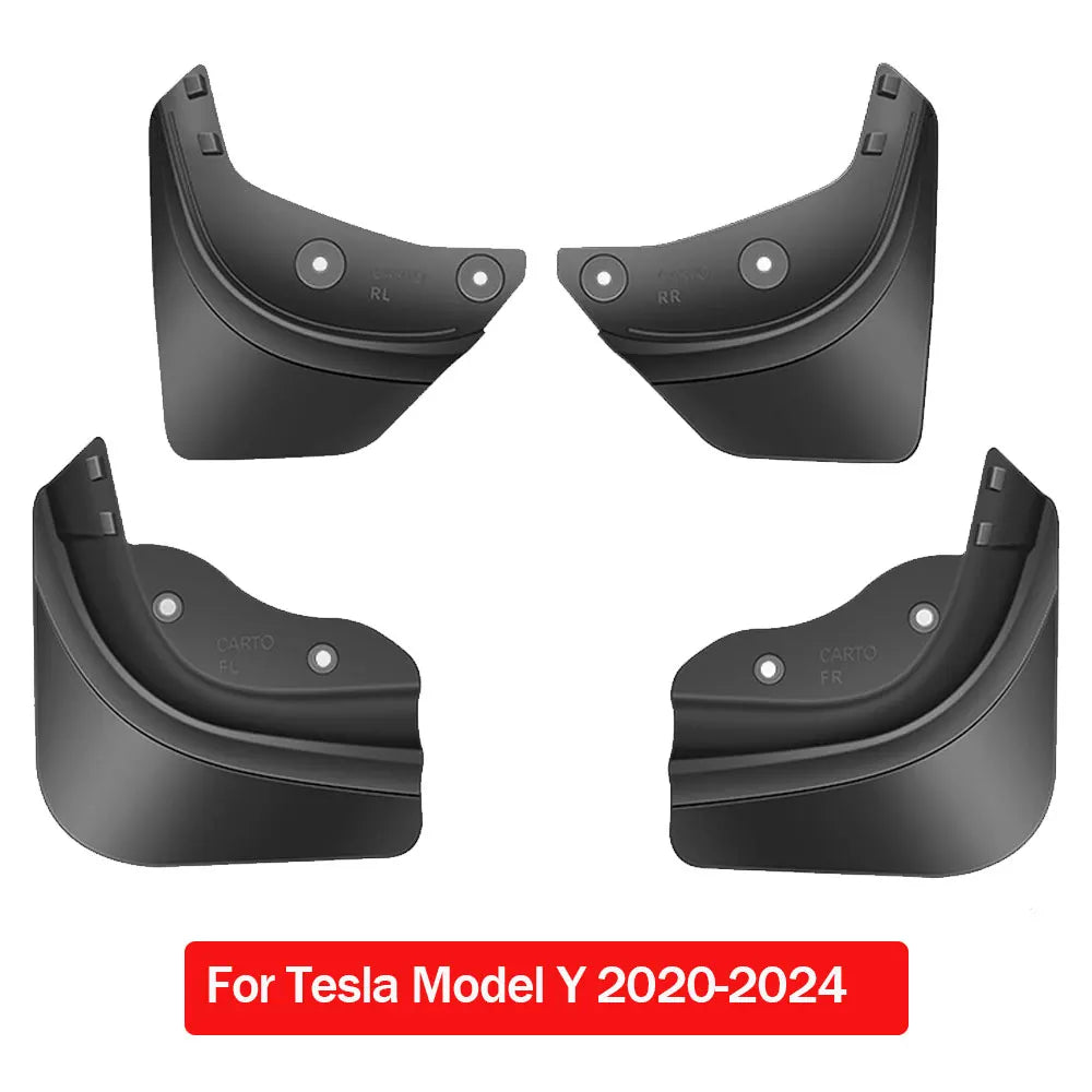 Mud Flaps for Tesla Model Y (2020-2024 or Juniper 2025-2026) and Model 3 (2019-2023 or Highland 2024-2025), TPE, No Drilling