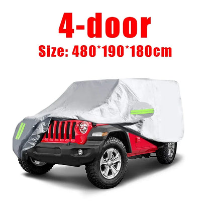 Car Cover for Jeep Wrangler 2018-2019 (JL) and JK, TJ, YJ, CJ, 2-Door or 4-Door, Water-Resistant 190T Polyester with Driver Door Zipper