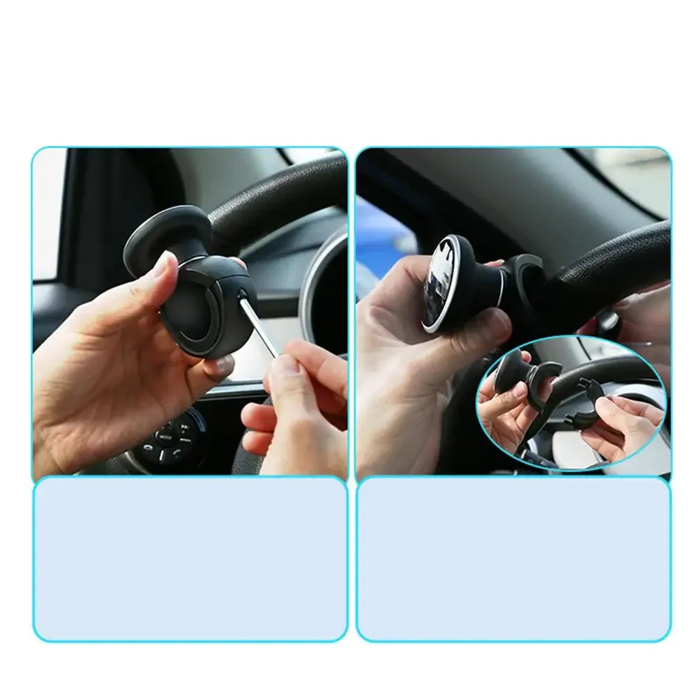 Steering Wheel Spinner Knob with Diamond Texture Grip, 360 Degree Rotation for Easier Parking, Wrench Included, Universal Fit