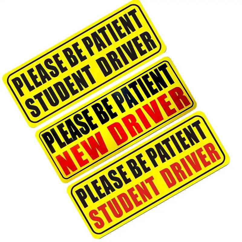 Reflective Student Driver Car Magnet, Please Be Patient New Driver Sign, Strong Removable Magnet, 3 Designs