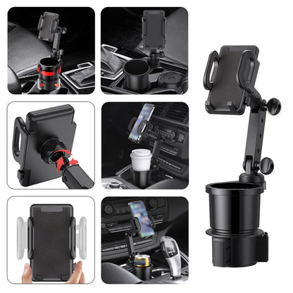 Cup Holder Expander with Phone Mount, 360 Degree Rotating Car Phone Holder on a Cup Holder Base, 2 Styles