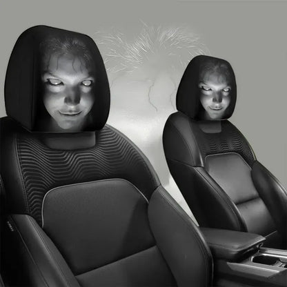 Halloween Horror Face Car Headrest Covers, Set of 2 Universal Elastic Printed Seat Headrest Sleeves for Dust Protection
