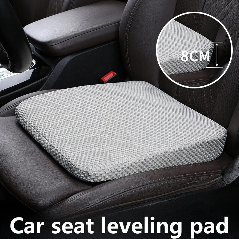 Car Seat Height Booster Cushion, Thick Memory Foam Wedge Pad with Anti-Slip Base, Levels Sloped Seats, Black or Beige