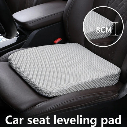 Car Seat Height Booster Cushion, Thick Memory Foam Wedge Pad with Anti-Slip Base, Levels Sloped Seats, Black or Beige