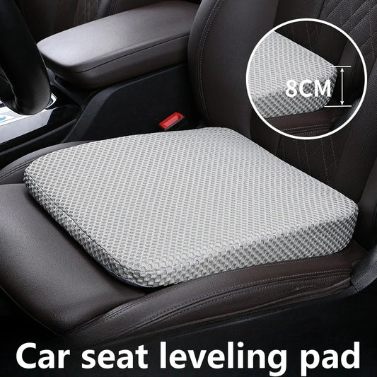 Car Seat Height Booster Cushion, Thick Memory Foam Wedge Pad with Anti-Slip Base, Levels Sloped Seats, Black or Beige