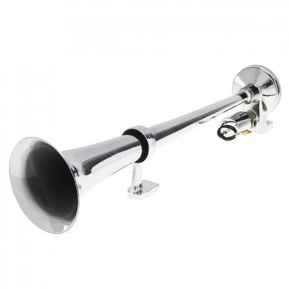 Chrome trumpet air horn, side view