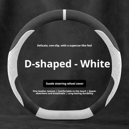 Steering Wheel Cover for Honda Civic, CR-V, Accord, Pilot and Passport, Two-Tone Suede, 15 in (37-38 cm), O or D Shape, 9 Colors