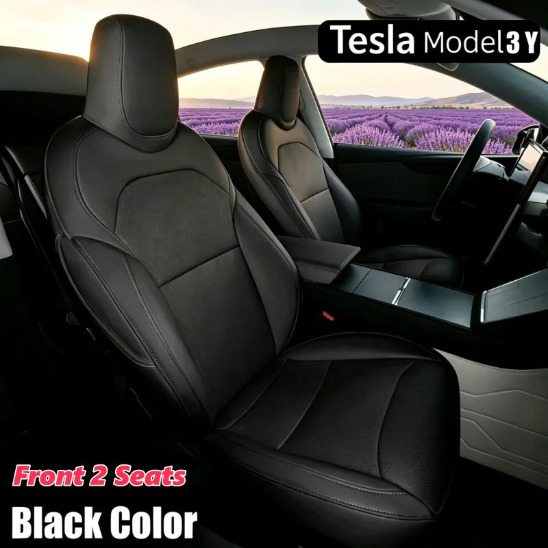 Full-Wrap Seat Covers for Tesla Model Y Juniper and Model 3 Highland 2024-2026, Front or Rear Half Set with Armrest Cover