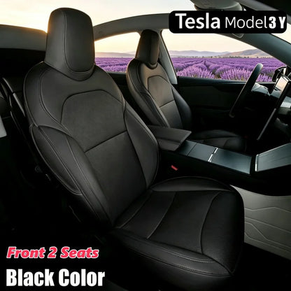 Full-Wrap Seat Covers for Tesla Model Y Juniper and Model 3 Highland 2024-2026, Front or Rear Half Set with Armrest Cover