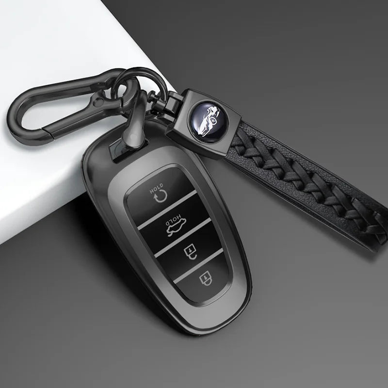 Key Fob Cover for Hyundai 3 and 4-Button Keys, Gray TPU Case for Tucson (NX4), Santa Fe and i30, with Keychain or Buckle Options