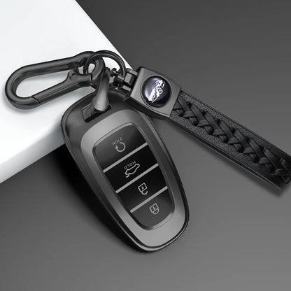 Key Fob Cover for Hyundai 3 and 4-Button Keys, Gray TPU Case for Tucson (NX4), Santa Fe and i30, with Keychain or Buckle Options